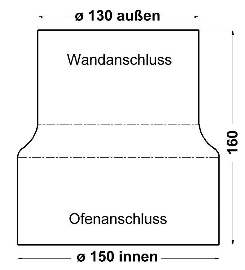Reduzierung O: 150mm W: 130 mm