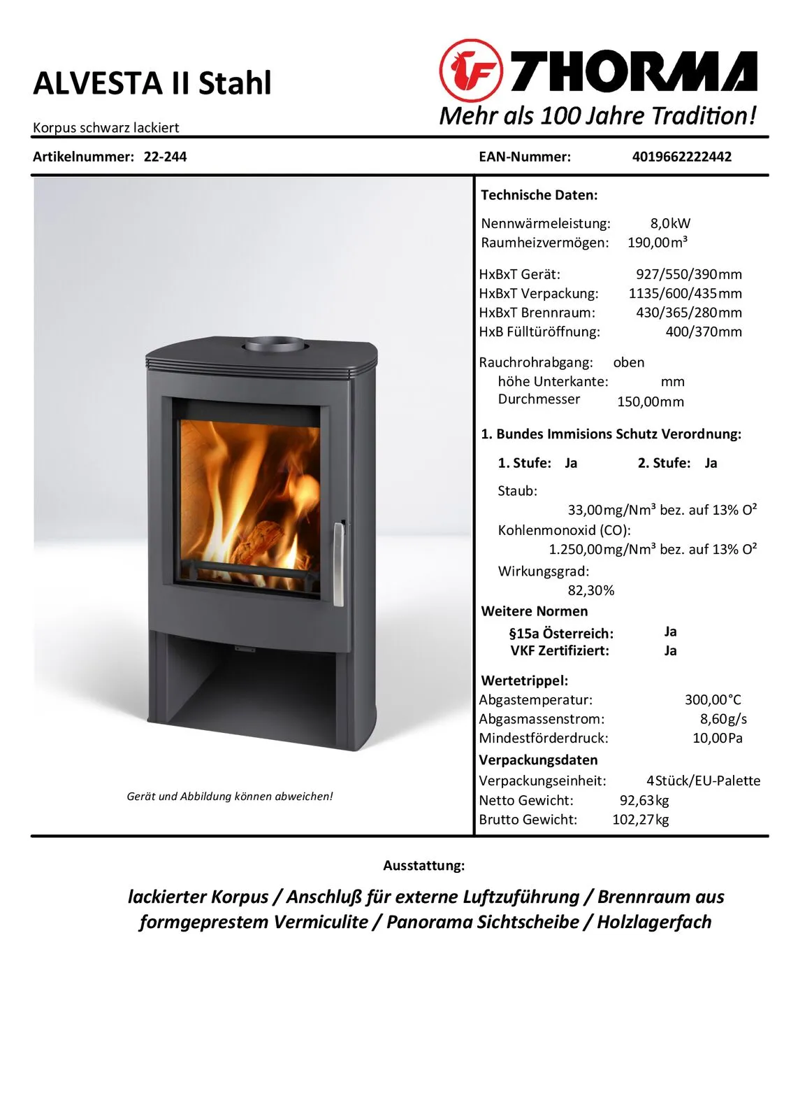 Kaminofen ALVESTA II, 7,5 kW