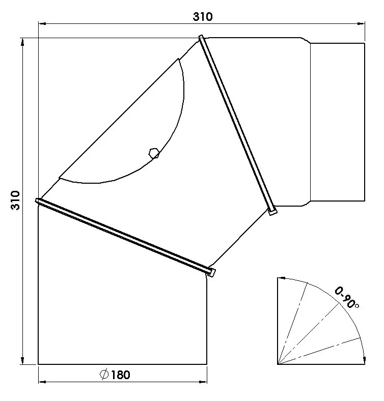 Rauchrohrbog.180mm &oslash;,2mm stark