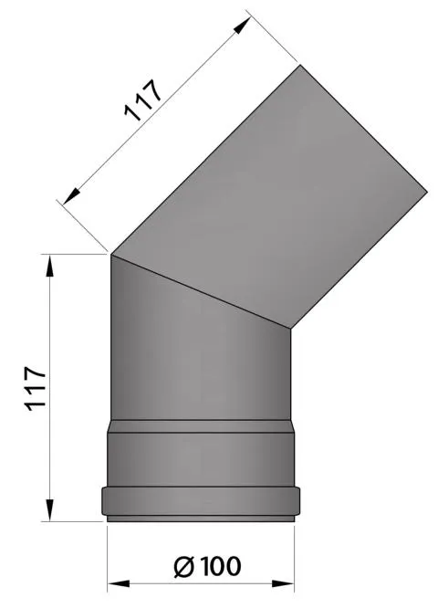 Pelletrohr, 45 Bogen o.T&uuml;r
