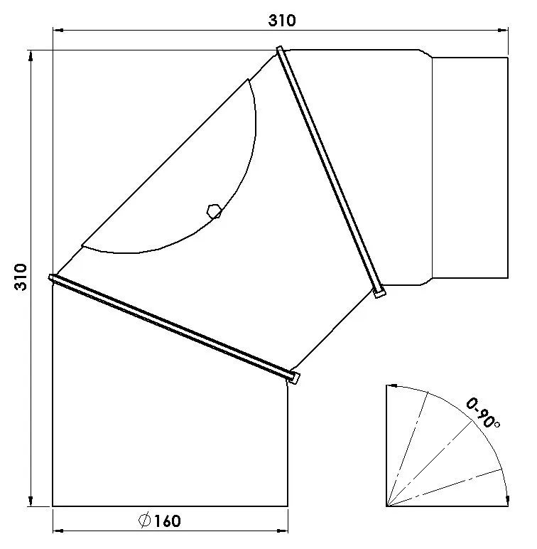 Rauchrohr 160 mm &oslash;, unlackiert
