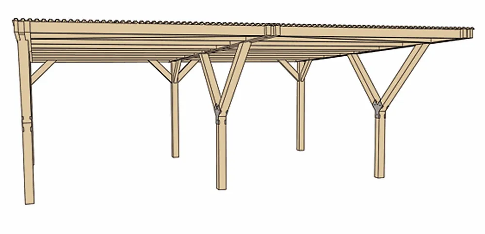 Y-Doppelcarport Duo, Stahldach