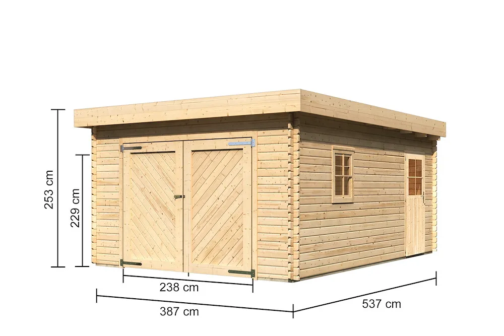 Blockhausgarage 40 mm mit Tor