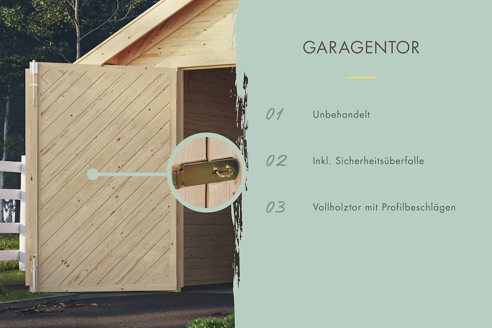 Blockhausgarage 40 mm mit Tor