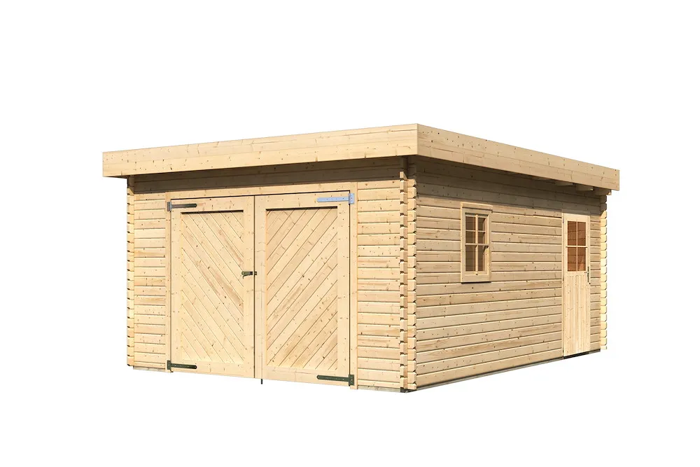 Blockhausgarage 40 mm mit Tor