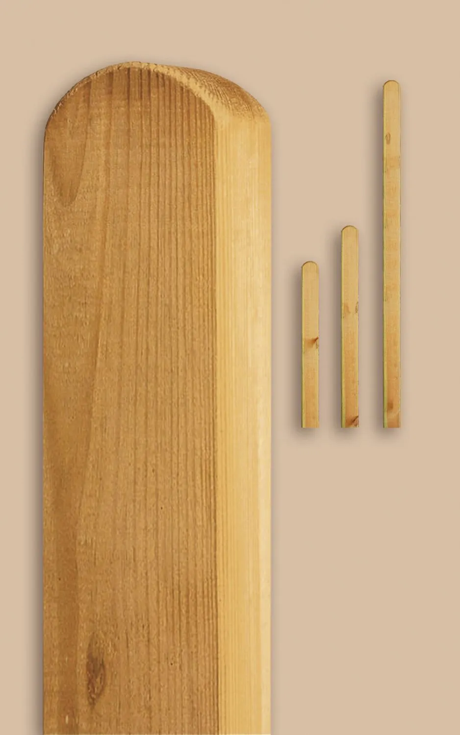 Rundkopfpfost. Douglasie ge&ouml;lt