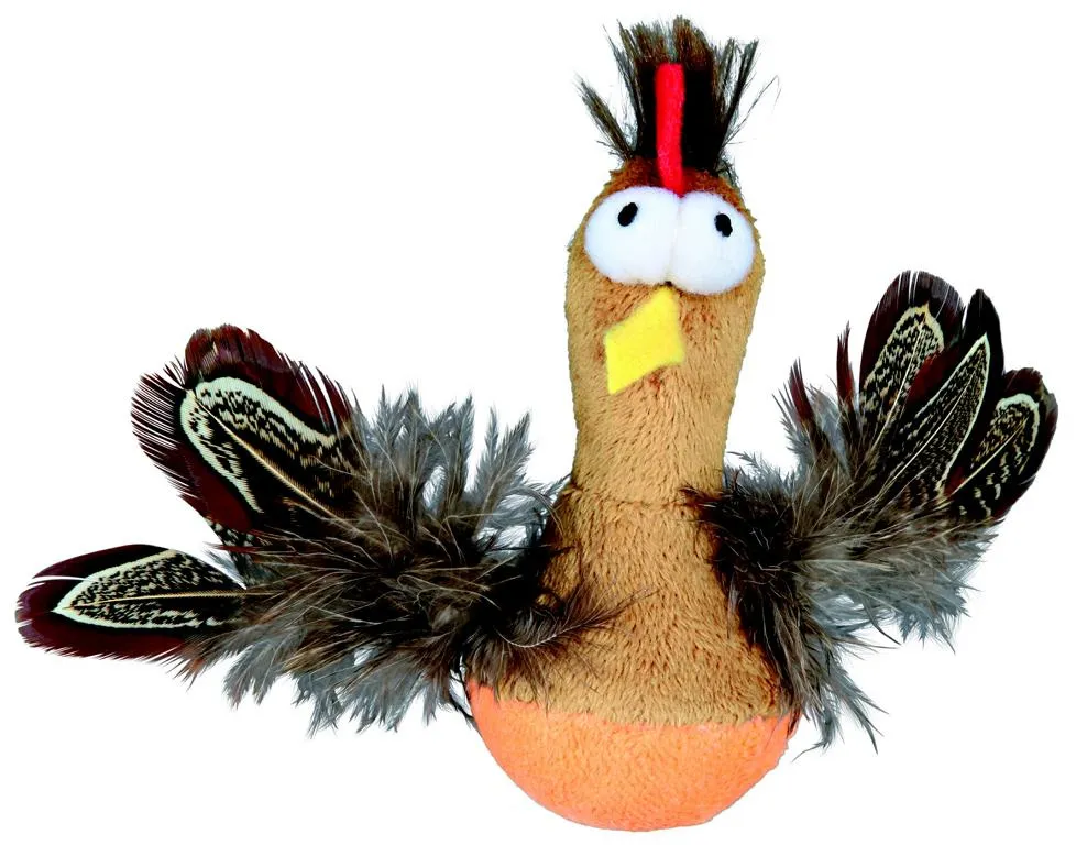 Steh-auf-Huhn mit Federn und S