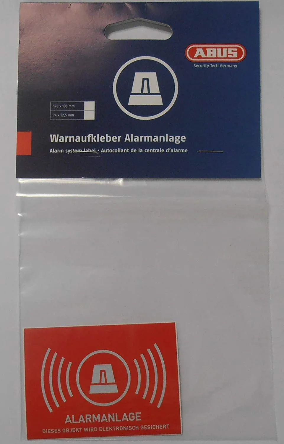 Aufkleber Alarm ca. 74x52,5mm