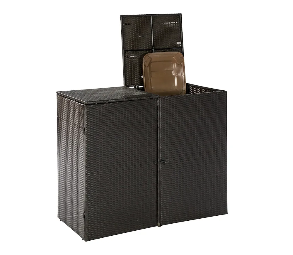 M&uuml;lltonnenabdeckung 2er braun