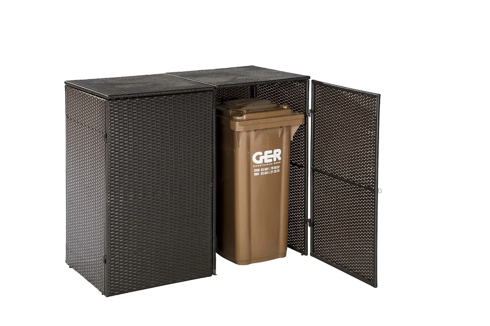 M&uuml;lltonnenabdeckung 2er braun