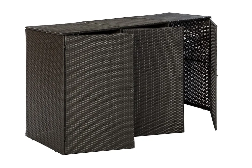 M&uuml;lltonnenabdeckung 3er braun