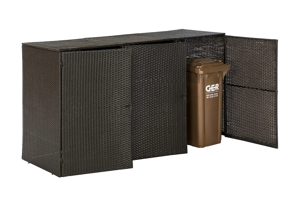 M&uuml;lltonnenabdeckung 3er braun