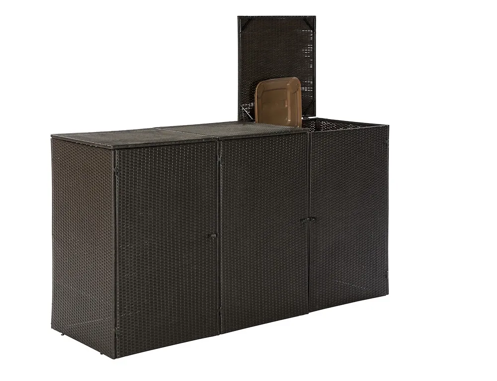 M&uuml;lltonnenabdeckung 3er braun