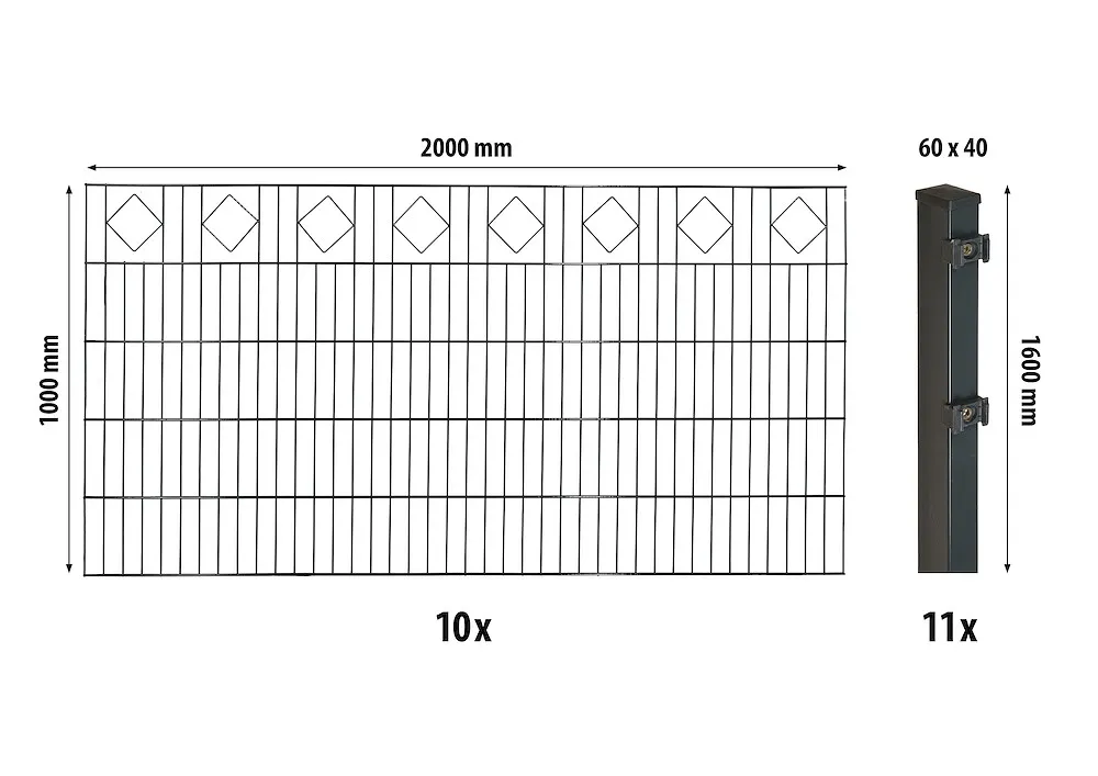 Dekor-DS-Mattenzaun-Set 1000