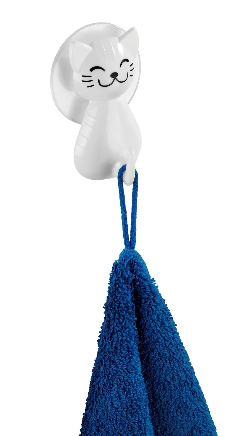 Saughaken Katze, wei&szlig;