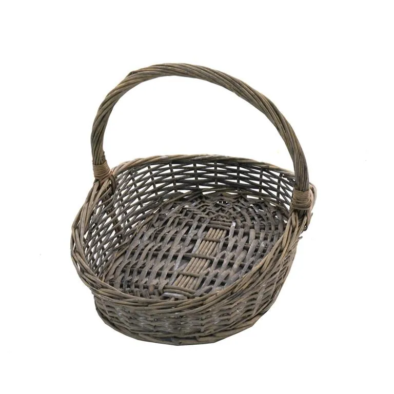 Pr&auml;sentkorb oval Weide, Fb. grau 44x29H1