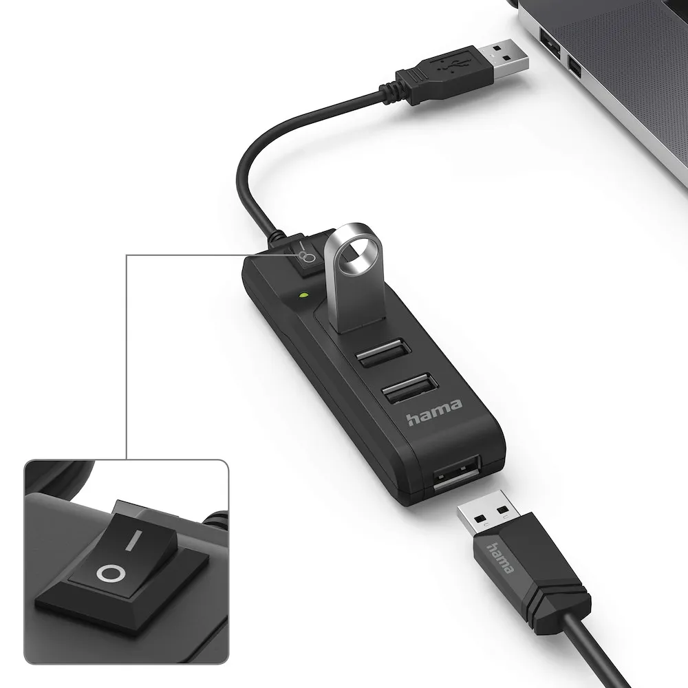 USB-2.0-Hub 1:4 Schwarz
