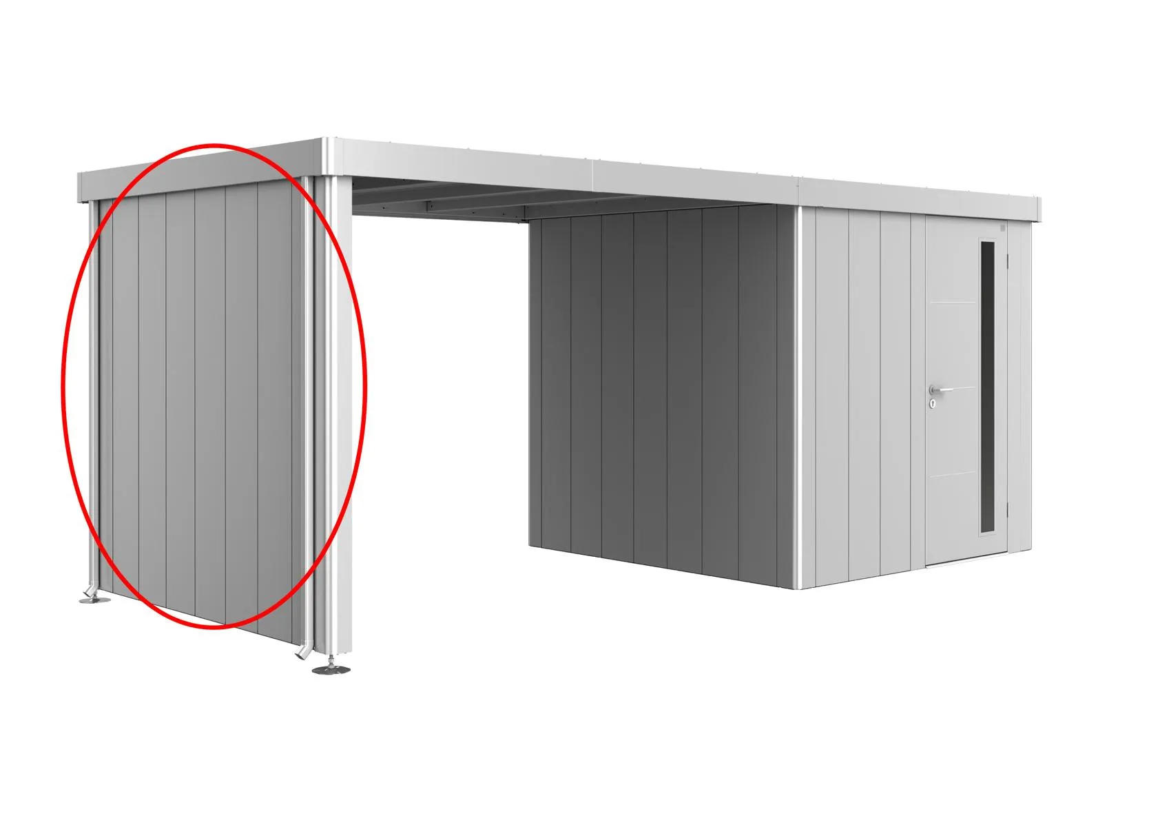 Seitenwand f&uuml;r Seitendach zu