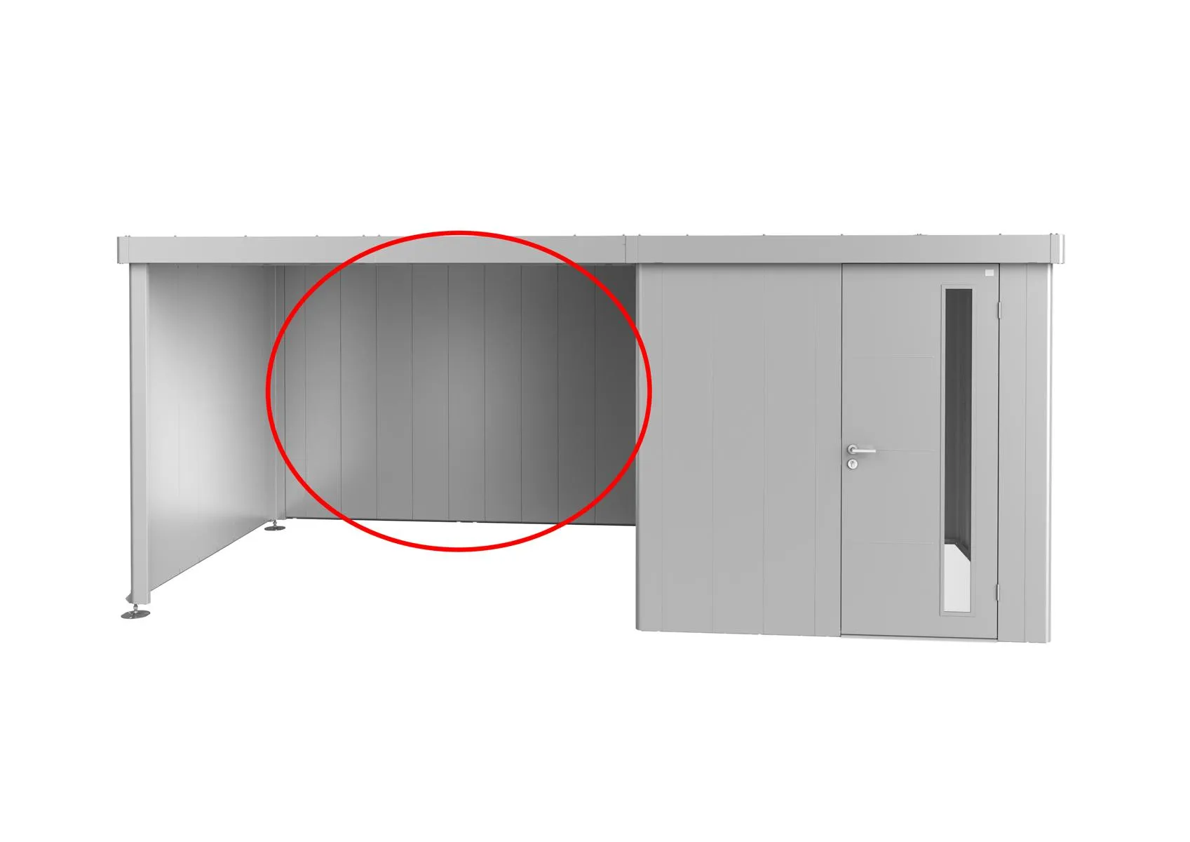 R&uuml;ckwand f&uuml;r Seitendach zu