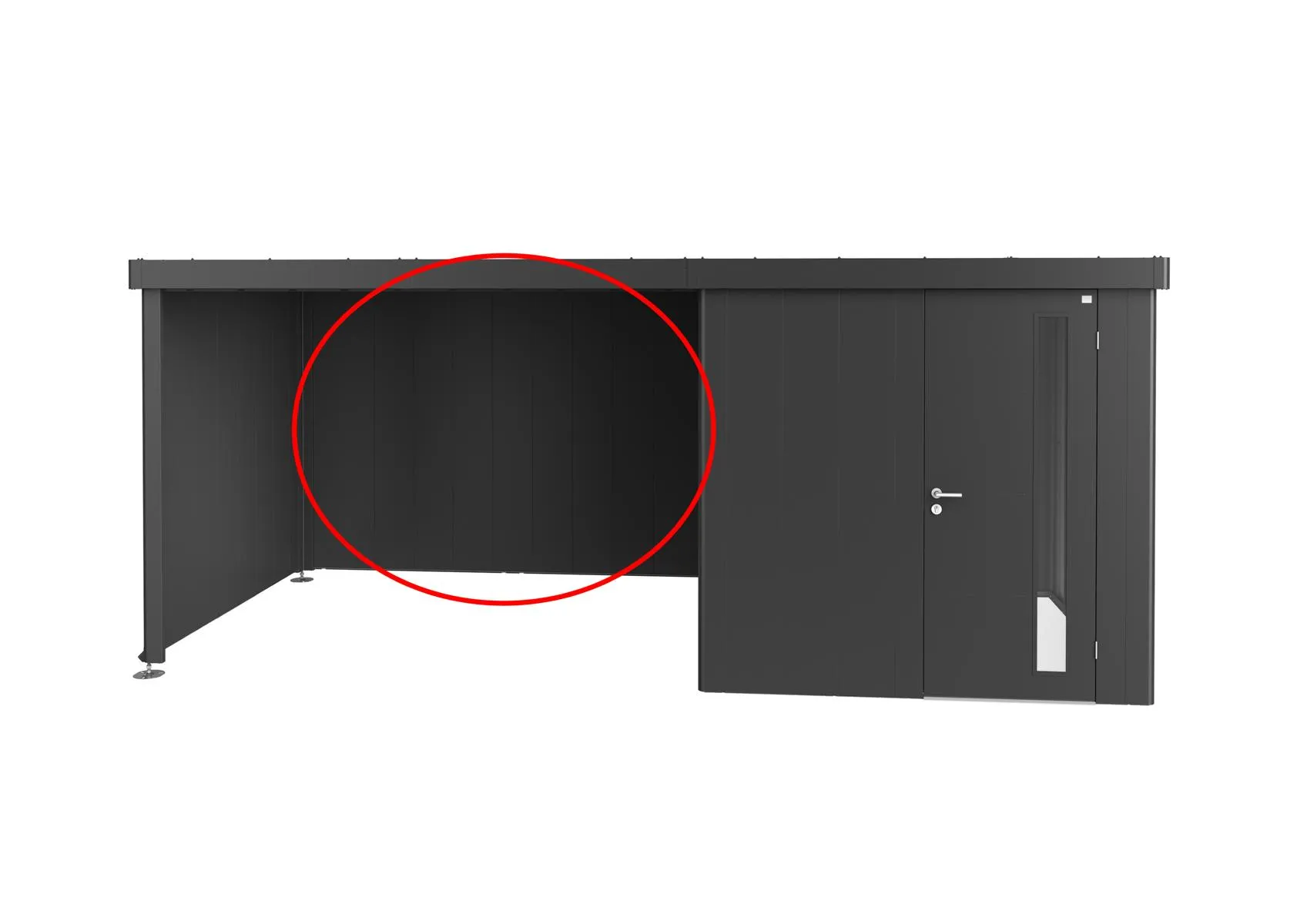 R&uuml;ckwand f&uuml;r Seitendach zu