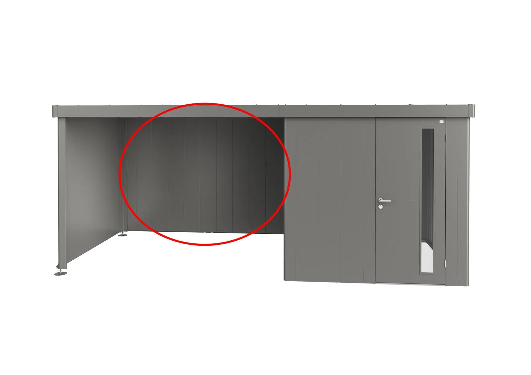 R&uuml;ckwand f&uuml;r Seitendach zu