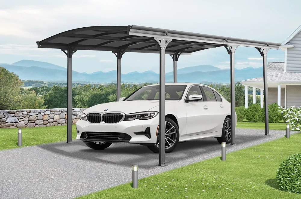 Carport mit gew&ouml;lbtem Dach