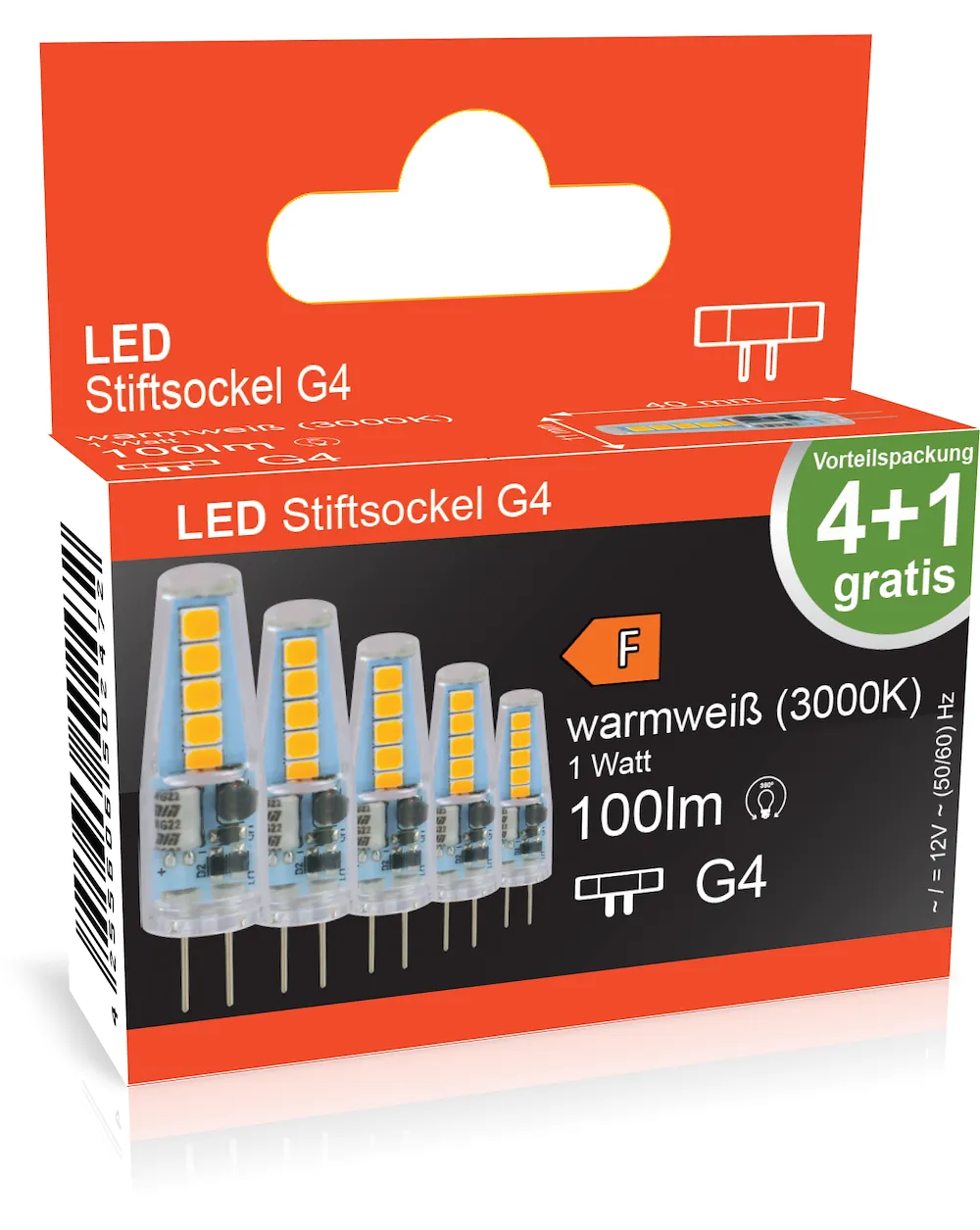 5er Pack G4 LED Stiftsockel