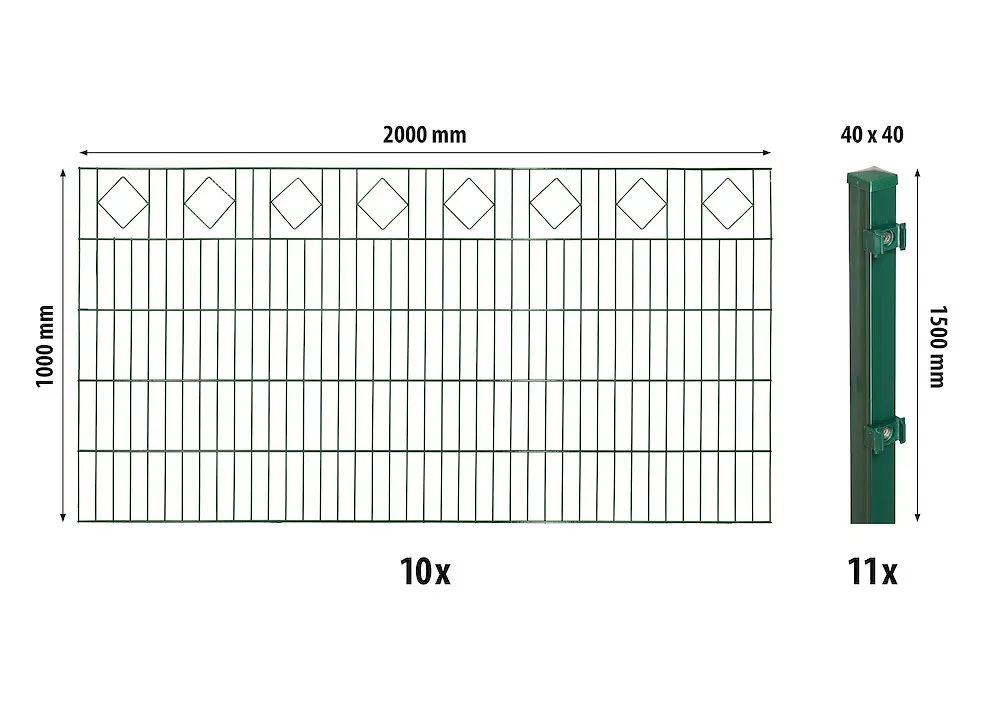Dekor-DS-Mattenzaun-Set 1000
