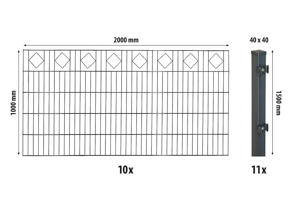 Dekor-DS-Mattenzaun-Set 1000