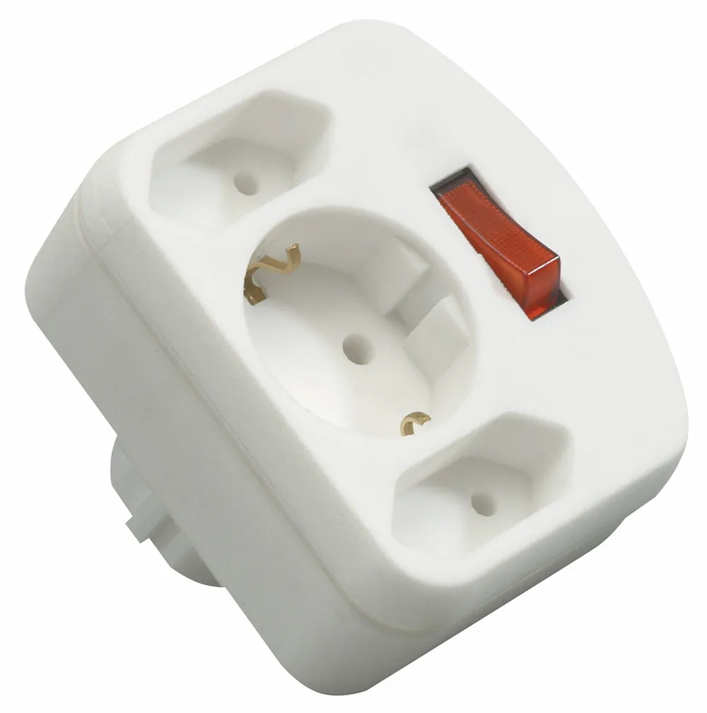 Adapter 2+1 m.Schalter ws